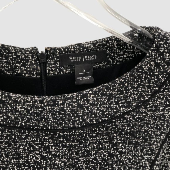 WHBM Classic Tweed Black Sheath Dress Size 2 - Picture 8 of 9